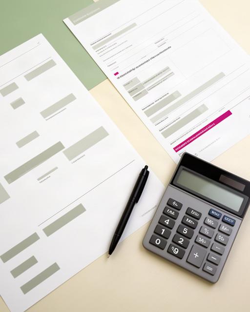 Calculadora, bolígrafo y documentos de normativa del IRPF sobre una mesa de trabajo